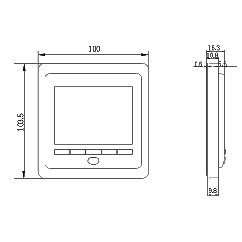 CC-Tech 3.5" LCD溫控面板尺寸